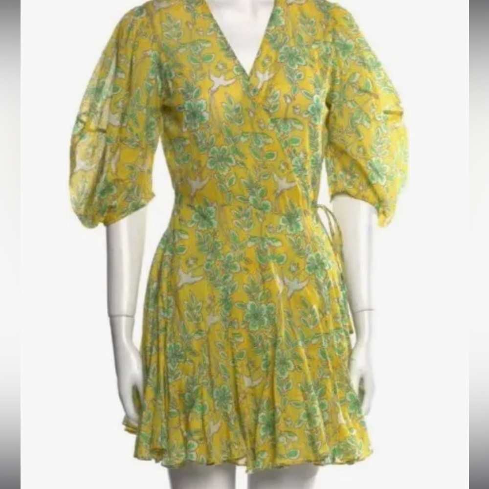 Rhode yellow wrap mini dress, small